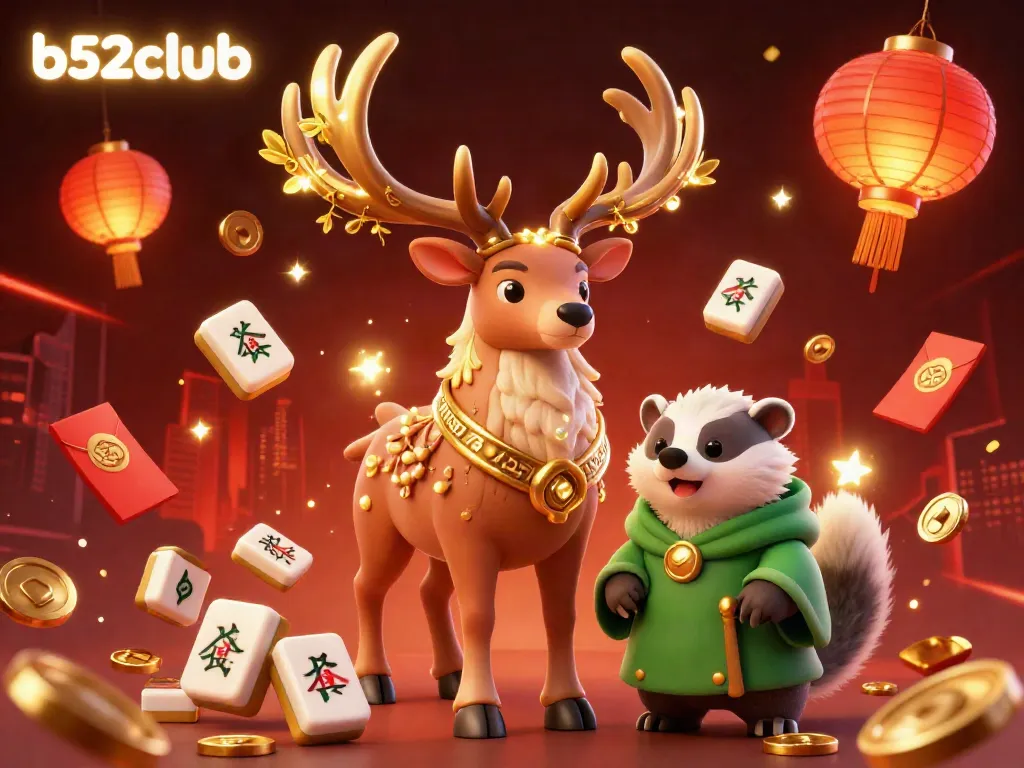 Engage with thrilling games at b52club with magical characters, vibrant tiles, and festive elements.