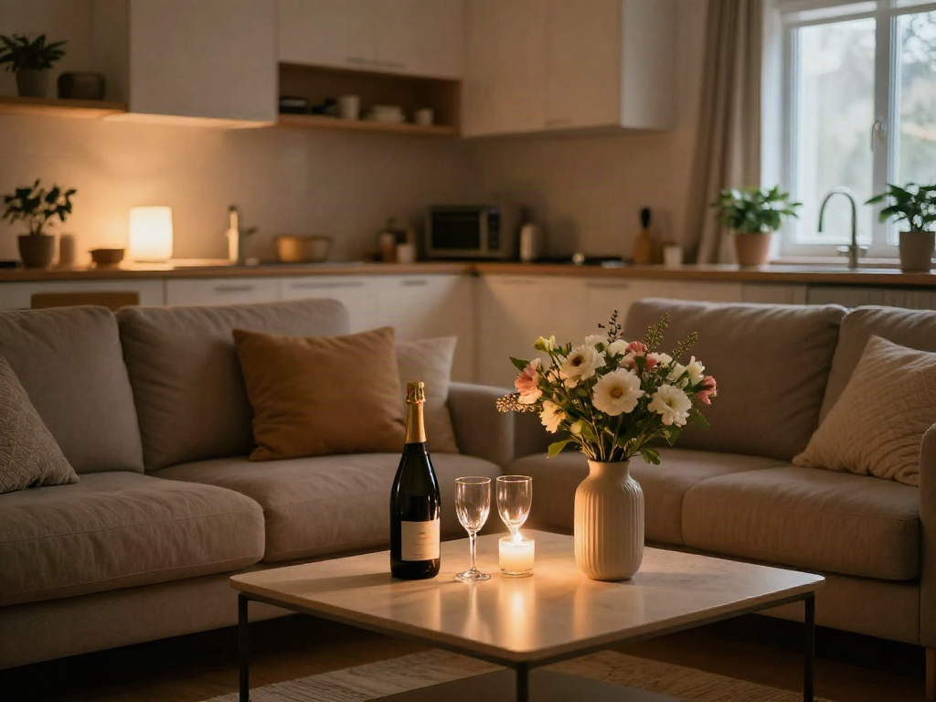 Cozy living space showcasing דירות דיסקרטיות בצפון with intimate decor and ambiance