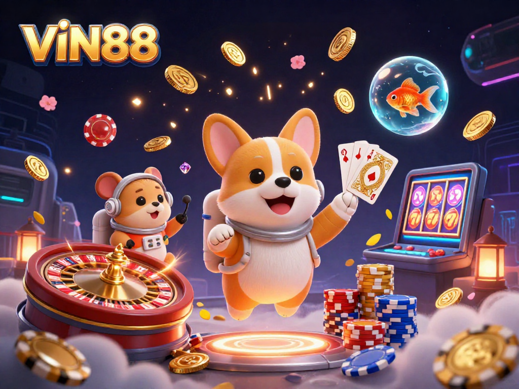 Experience the excitement of gaming with VIN88 in this vibrant casino scene filled with dynamic action.