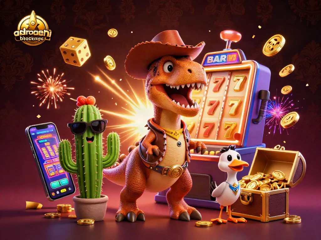 Spin the reels with adriaenblocknyc's exciting casino game featuring cartoon cowboy and slot themes.