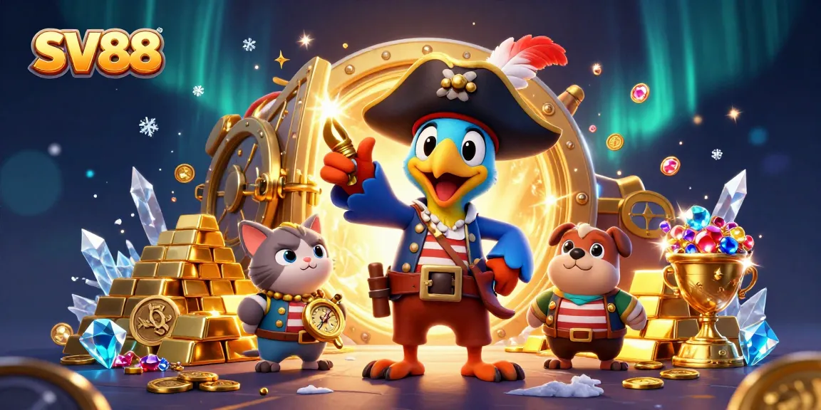 Experience thrilling wins at SV88 with vibrant 3D pirate characters and treasure elements.