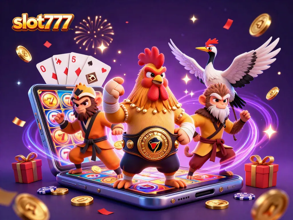 Experience the thrill of slot777 with lively 3D characters and vibrant casino elements.