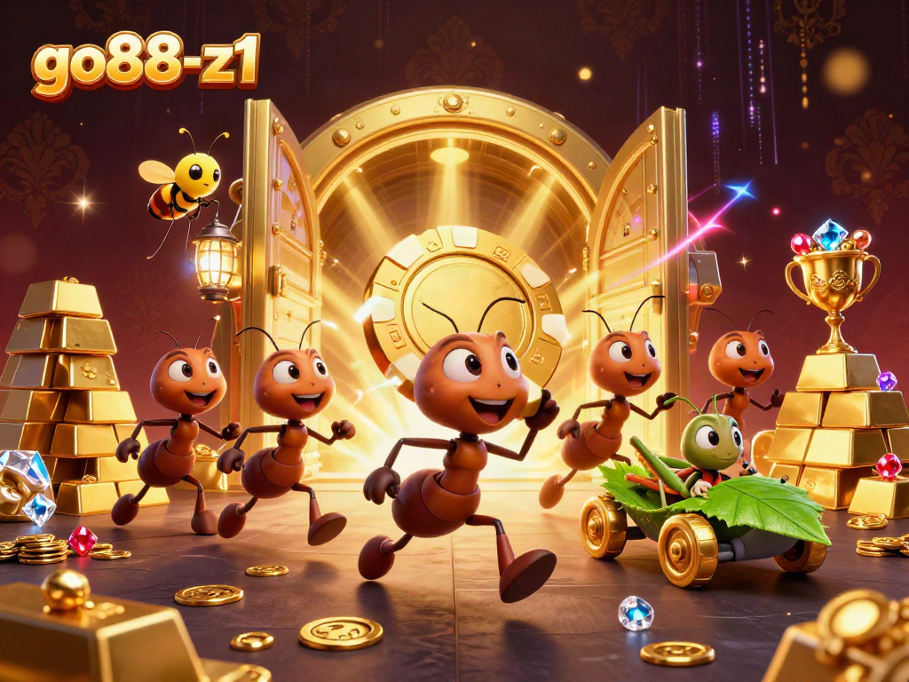 Join the thrilling heist of the go88-z1 team as they carry massive poker chips through a dazzling casino adventure.